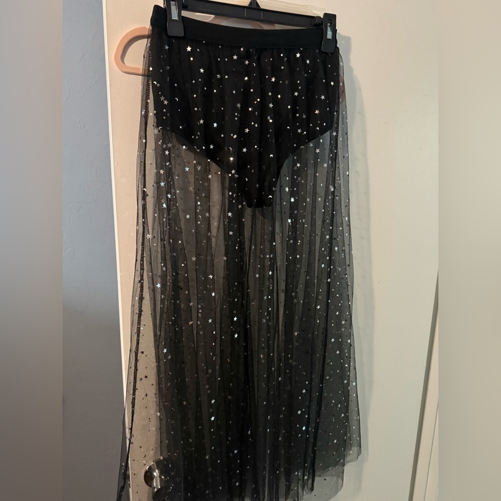 Black Sheer Sequin Skirt